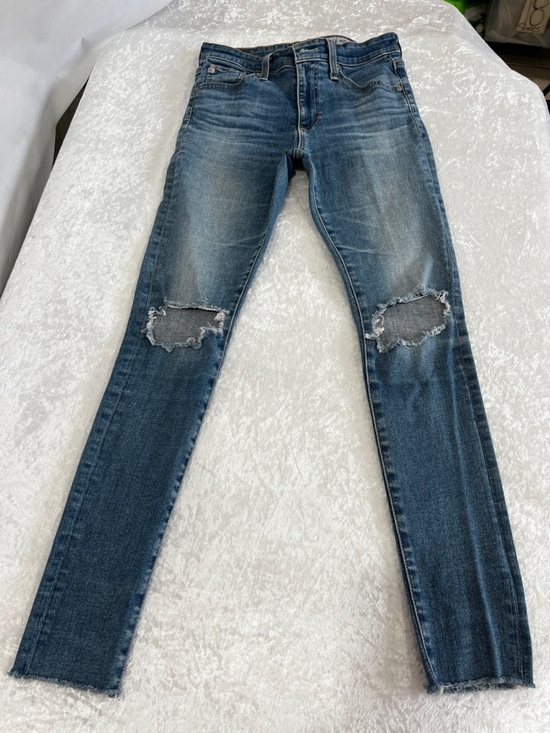 Ag Adriano Goldschmied Denim - AG Adriano Goldschmied Farrah Skinny Ankle Denim Jeans Size 26R Distressed Raw